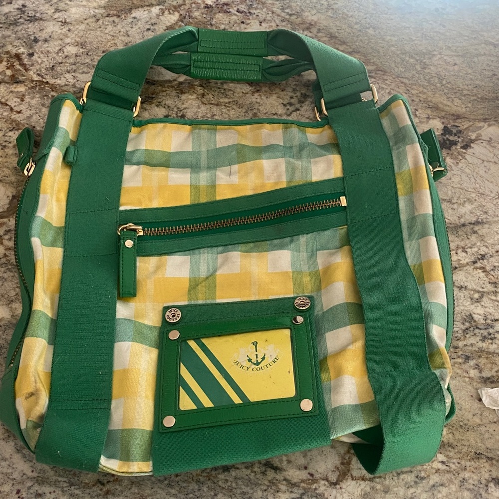 Vintage Y2k Juicy Couture Green and Yellow Checkered Bag. Great for Fall!!